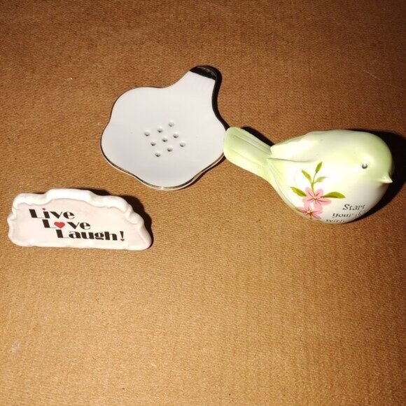 Ceramic Bird Figurine W/ Floral Design & "Start Your Day With Faith" + "Live Lov - Picture 3 of 3